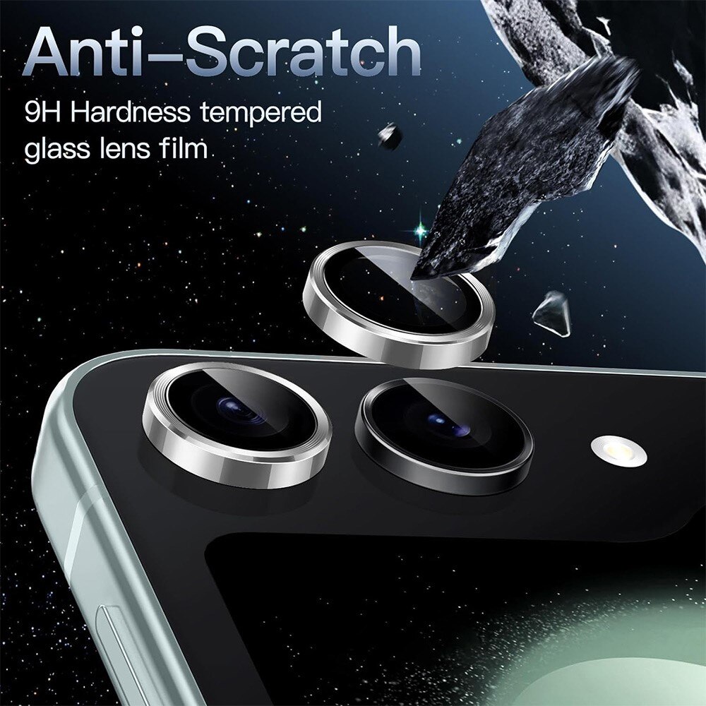 Linsskydd Aluminium + Härdat Glas Samsung Galaxy Z Flip 7 Silver