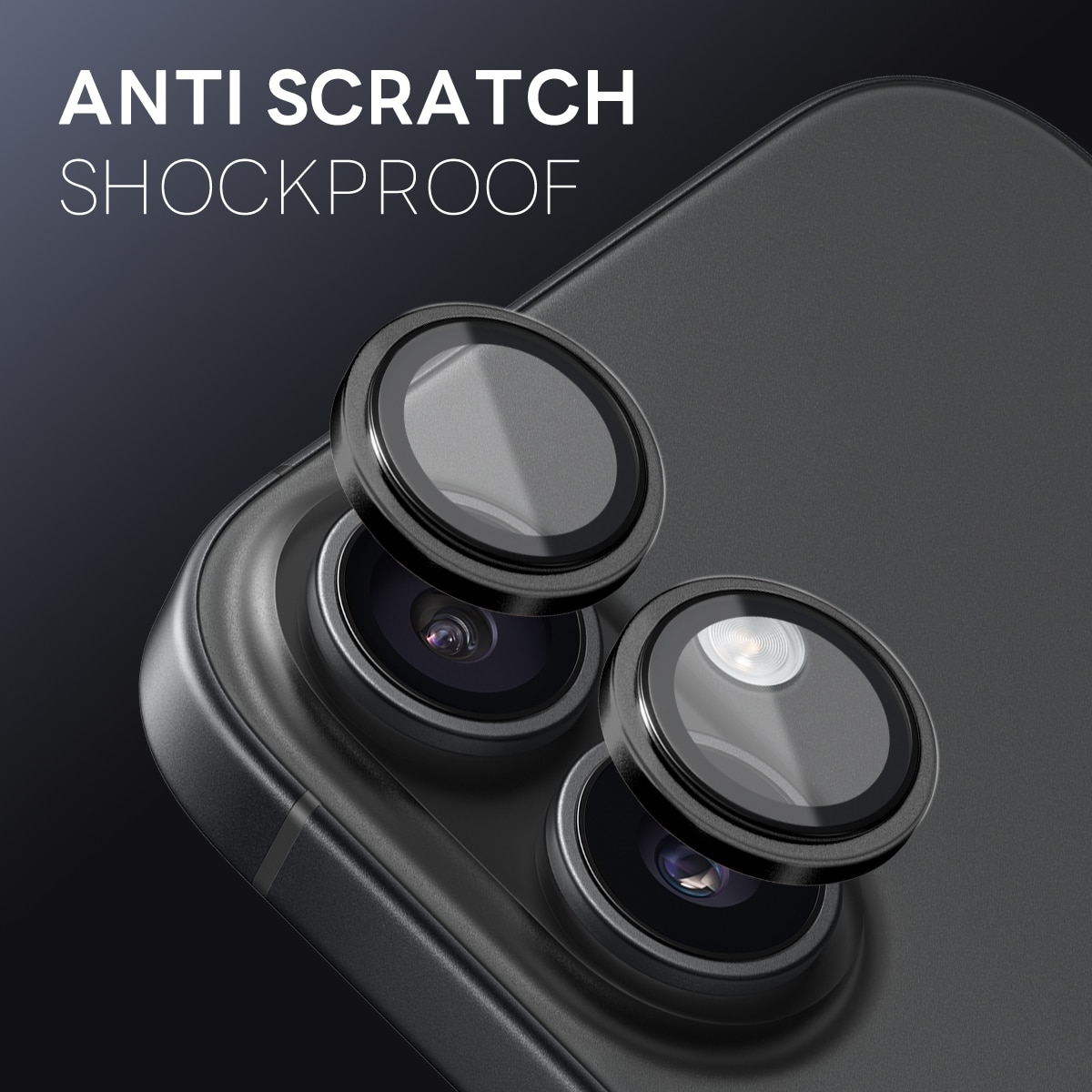 Linsskydd Härdat Glas Aluminium iPhone 17 Svart