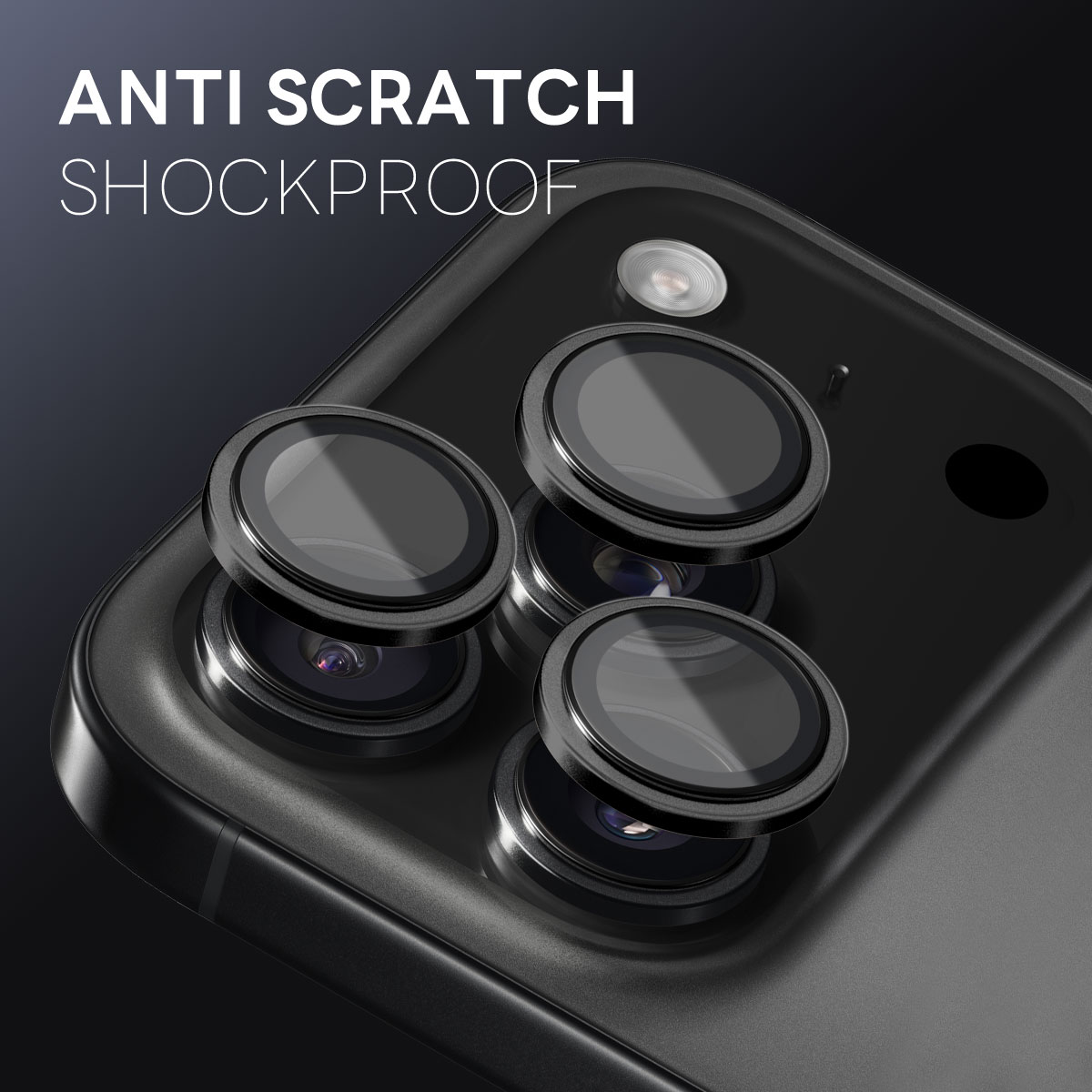 Linsskydd Härdat Glas Aluminium iPhone 17 Pro Svart