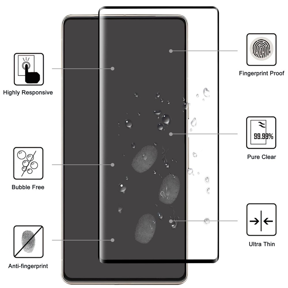 Heltäckande Härdat Glas Skärmskydd Google Pixel 7 Pro svart