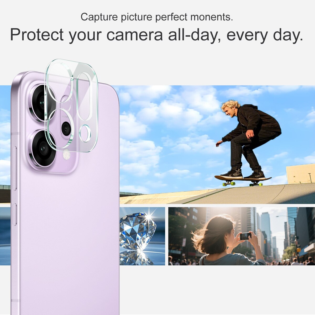Härdat Glas 0.2mm Linsskydd Oppo Reno 14 Genomskinlig