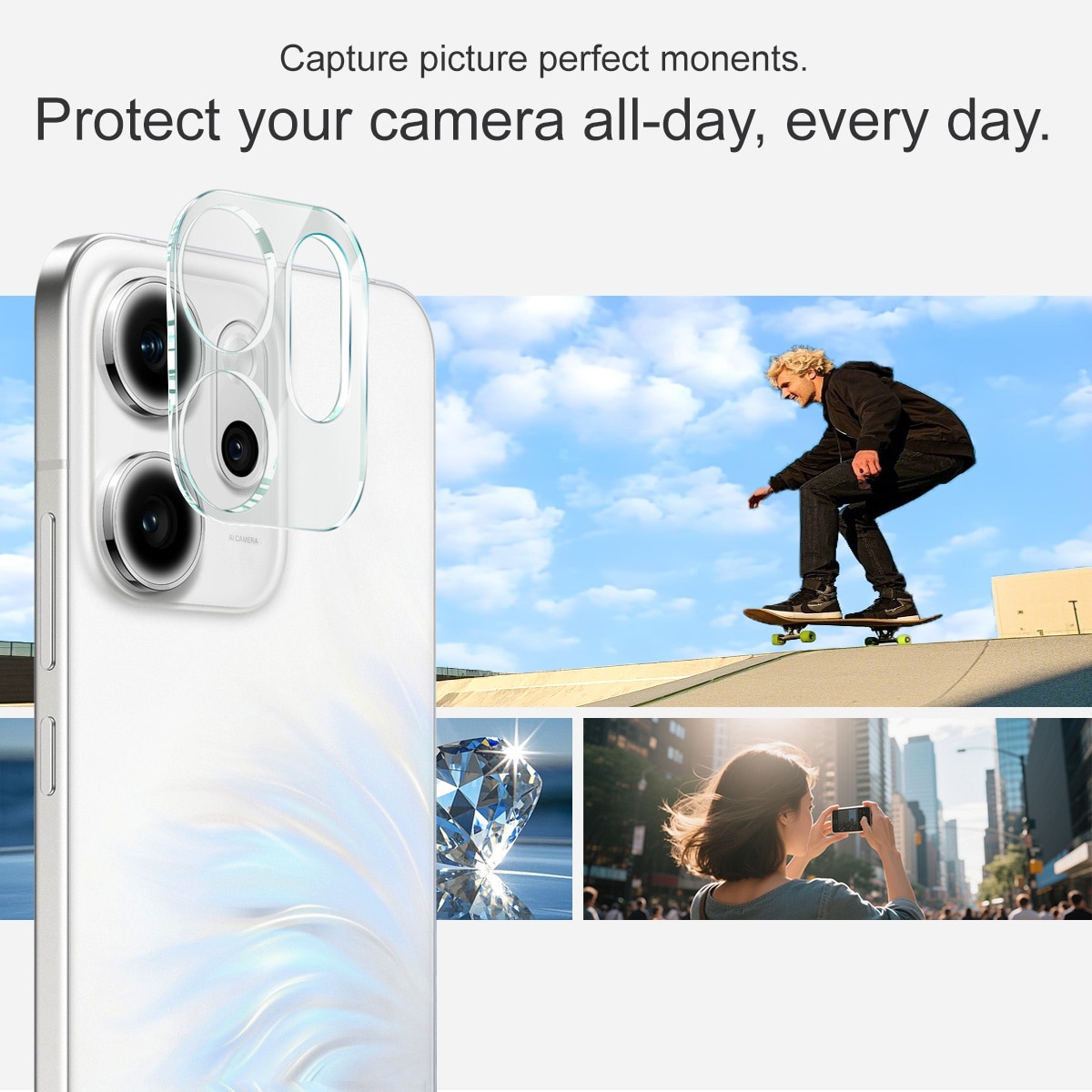 Härdat Glas 0.2mm Linsskydd Oppo Reno 14 F Genomskinlig