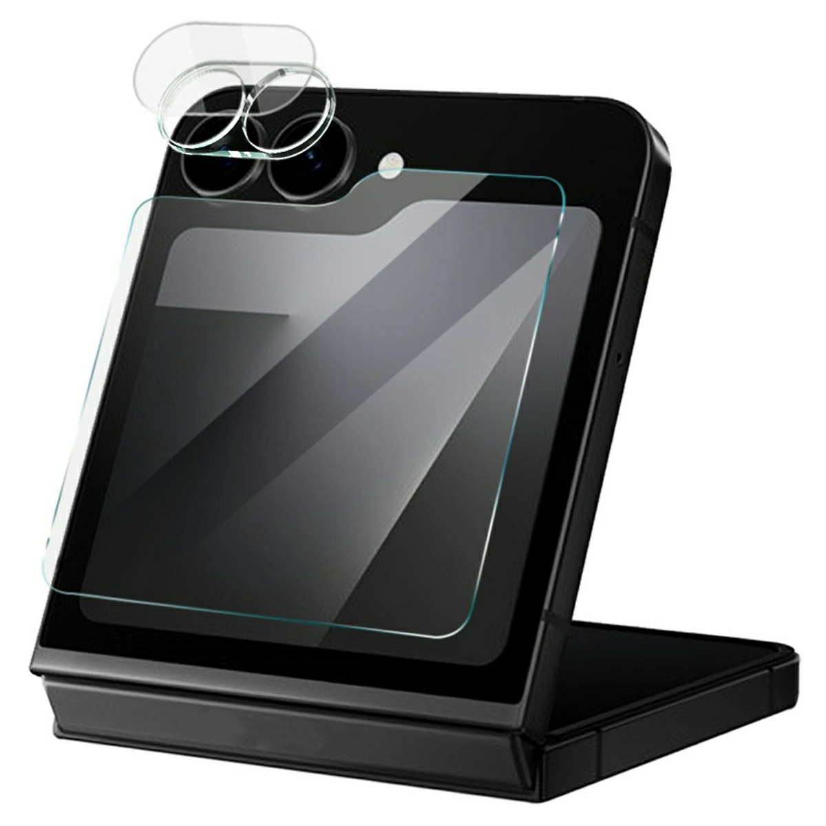 Härdat Glas Linsskydd + Ytterskärmskydd Samsung Galaxy Z Flip 7 FE Genomskinlig