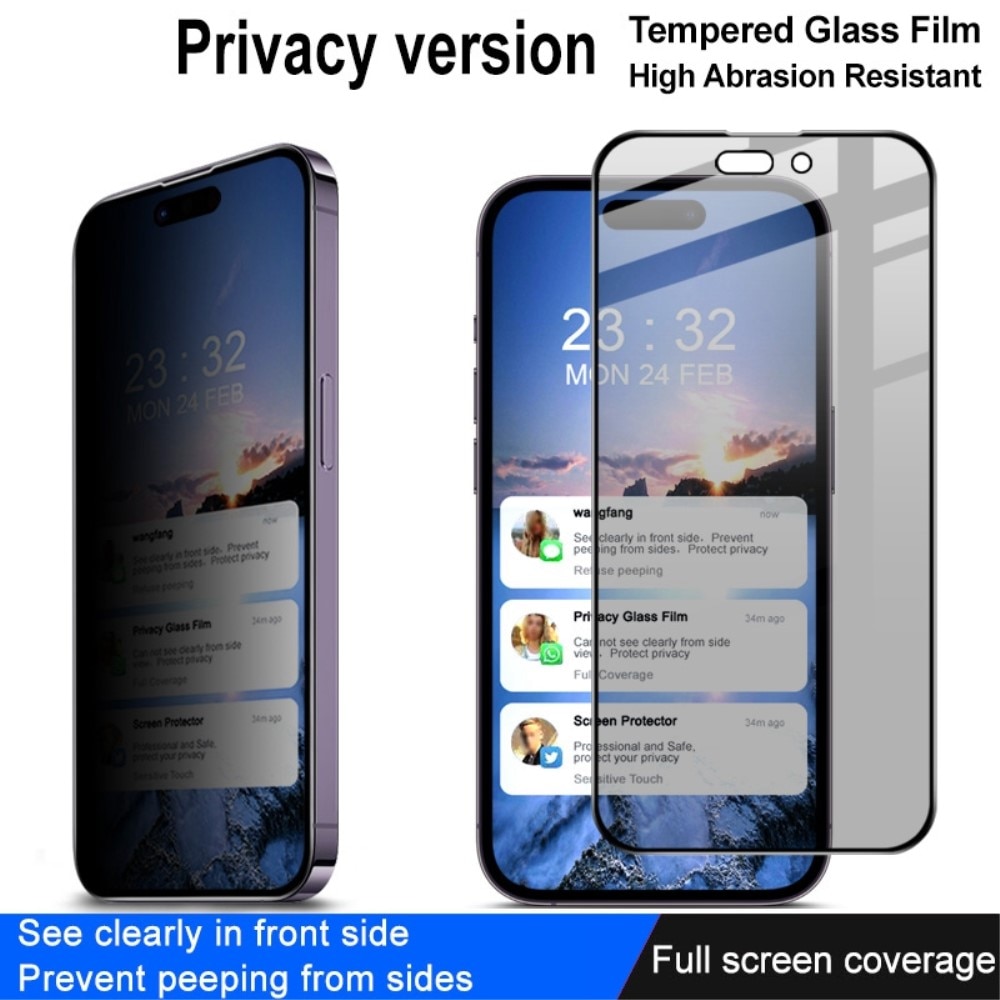 Heltäckande Privacy Skärmskydd iPhone 14 Pro