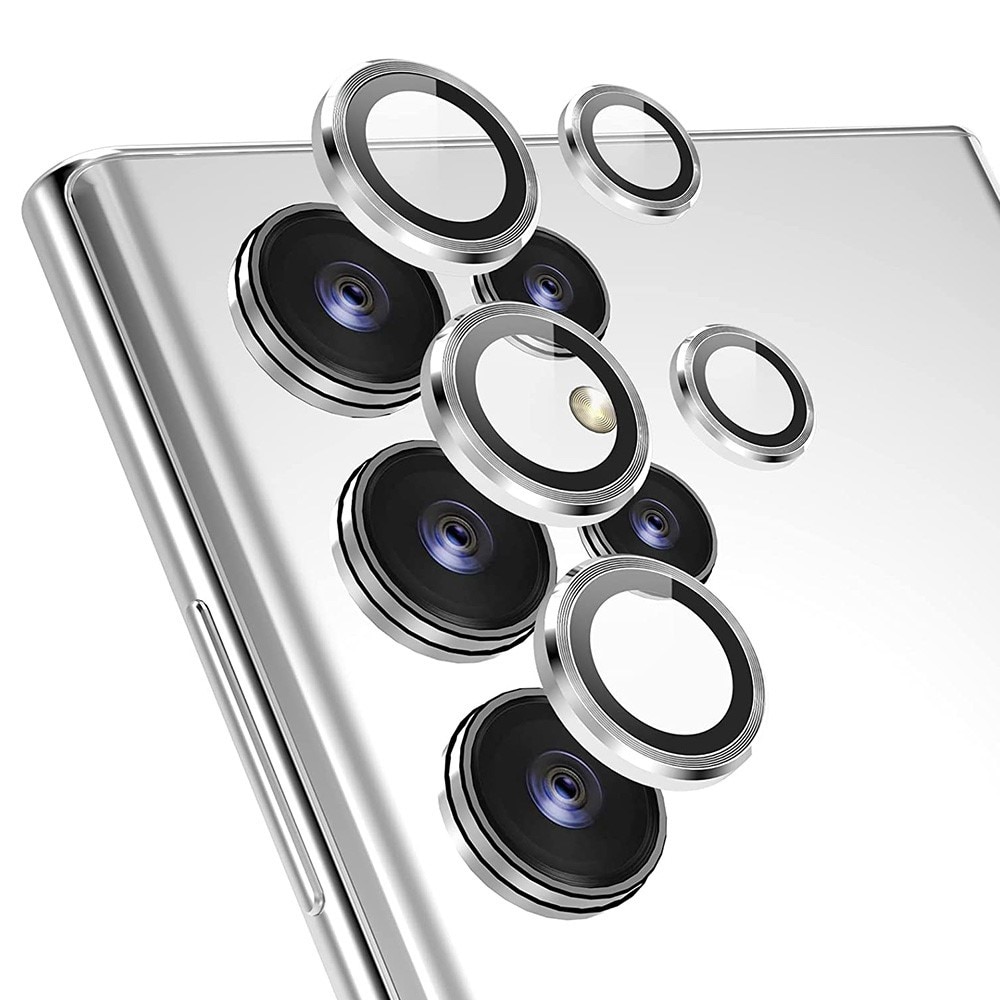Linsskydd Aluminium + Härdat Glas Samsung Galaxy S23 Ultra silver
