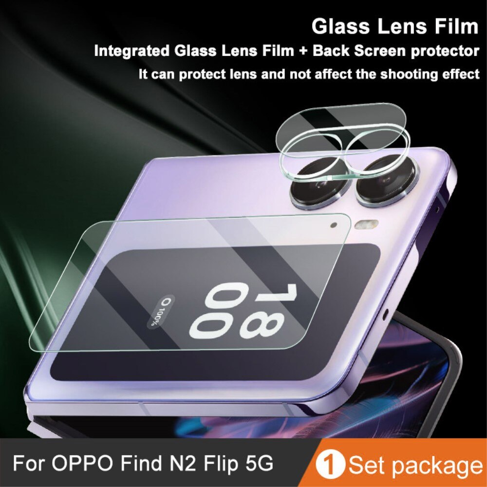 Härdat Glas Linsskydd + Ytterskärmskydd Oppo Find N2 Flip Genomskinlig