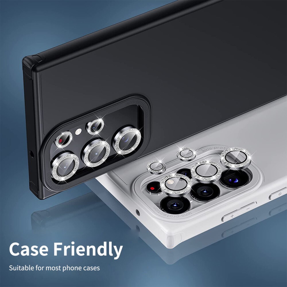 Glitter Linsskydd Aluminium + Glas Samsung Galaxy S23 Ultra guld