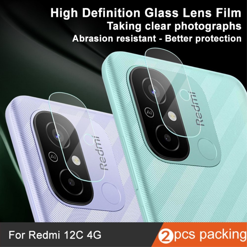 2-pack Härdat Glas Linsskydd Xiaomi Redmi 12C transparent