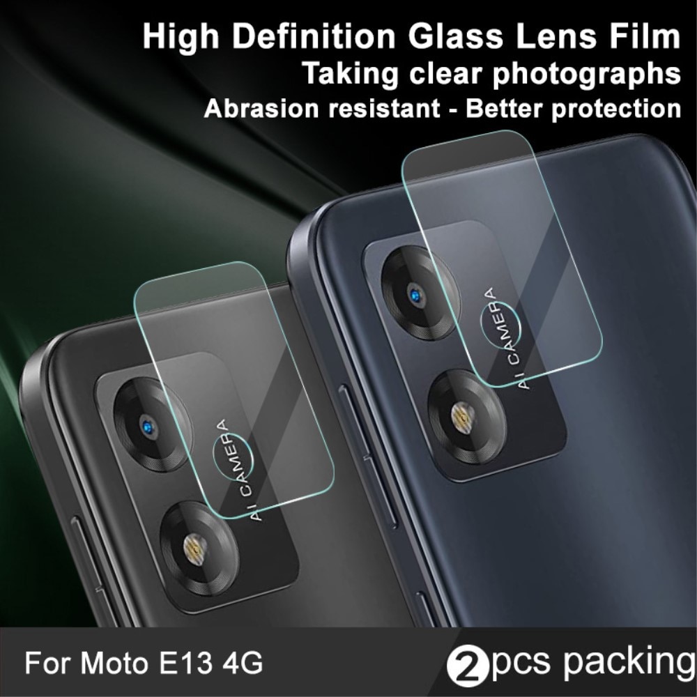 2-pack Härdat Glas Linsskydd Motorola Moto E13 transparent