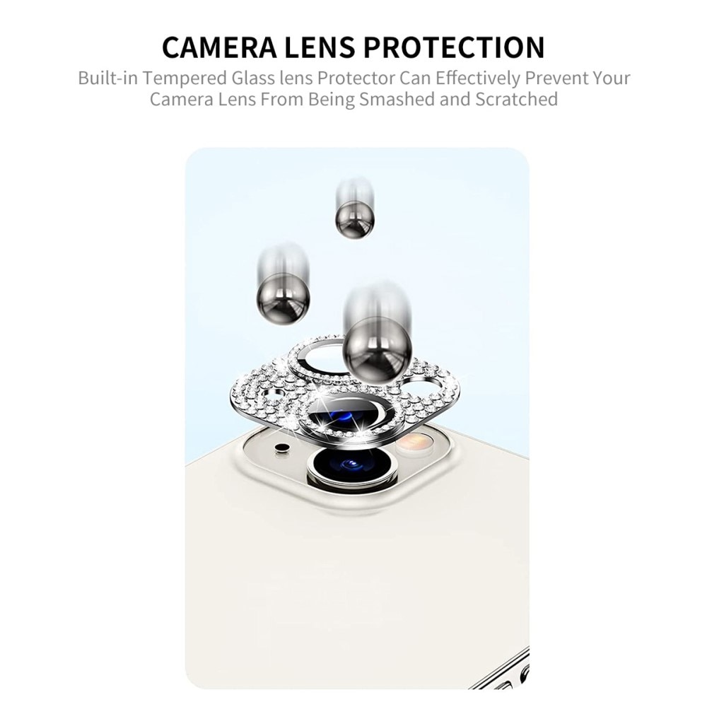 Glitter Kameraskydd Aluminium + Härdat Glas iPhone 13 Mini regnbåge