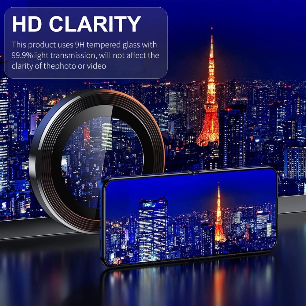Linsskydd Aluminium + Härdat Glas Samsung Galaxy Z Flip 4 svart