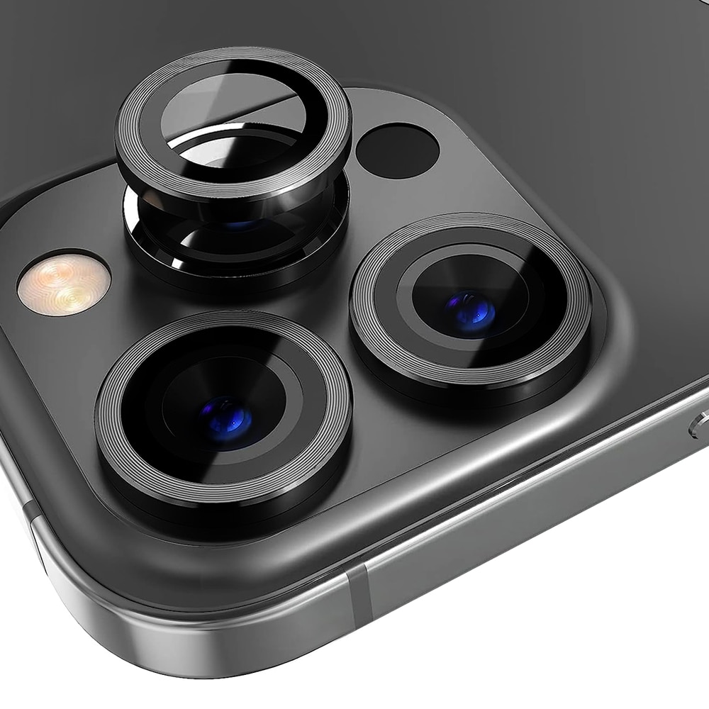 Linsskydd Härdat Glas Aluminium iPhone 13 Pro Max Svart