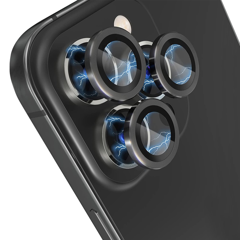 Linsskydd Härdat Glas Aluminium iPhone 13 Pro Max Svart