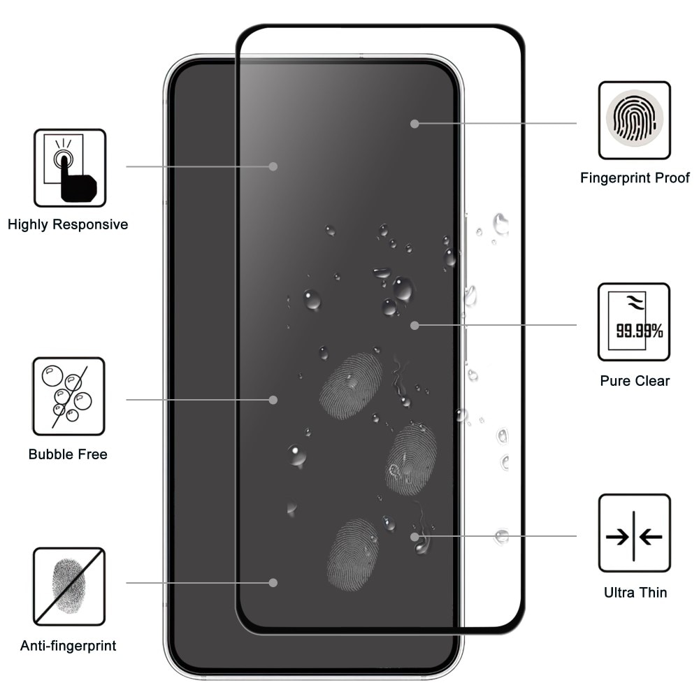 Heltäckande Härdat Glas Skärmskydd Samsung Galaxy A54 svart