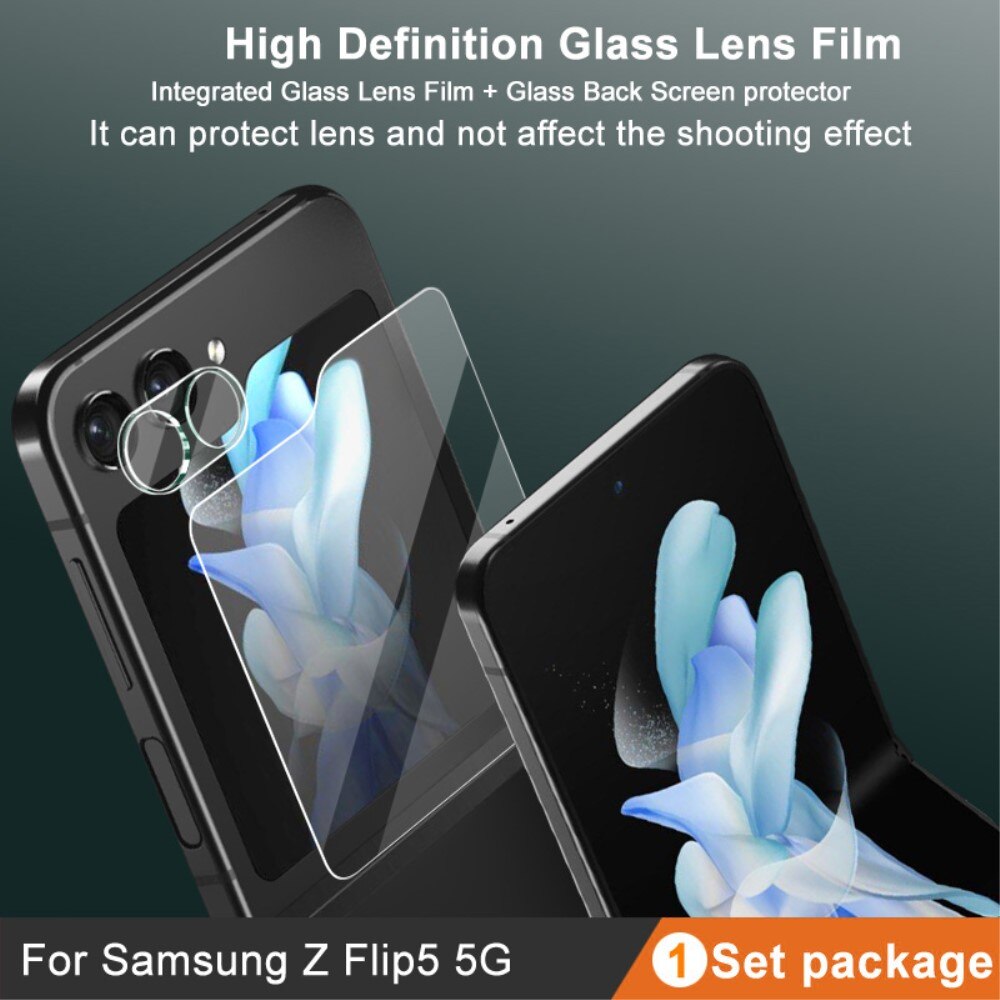 Härdat Glas Linsskydd + Ytterskärmskydd Samsung Galaxy Z Flip 5 Genomskinlig