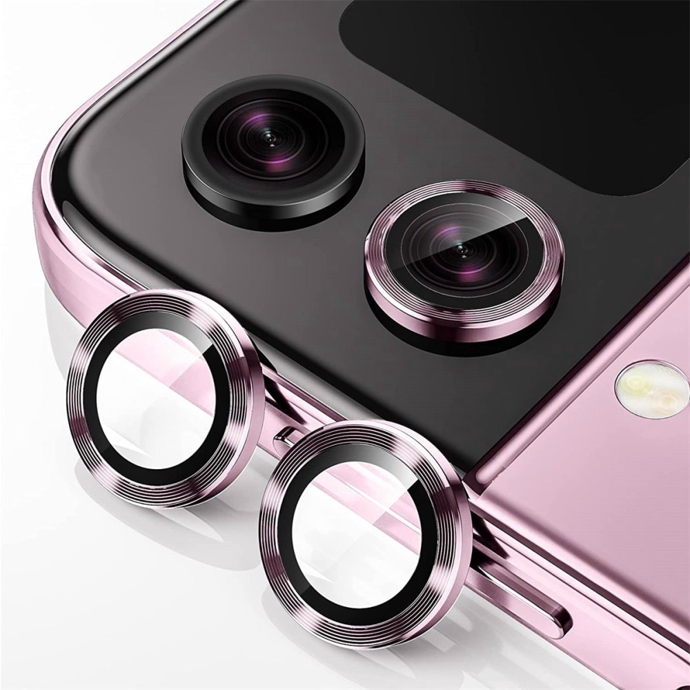 Linsskydd Aluminium + Härdat Glas Samsung Galaxy Z Flip 5 rosa