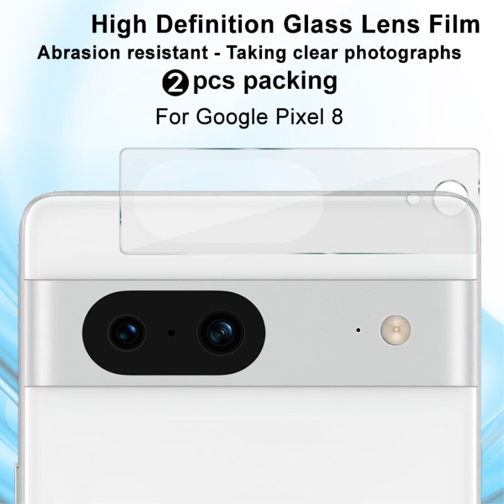 2-pack Härdat Glas Kameraskydd Google Pixel 8 transparent