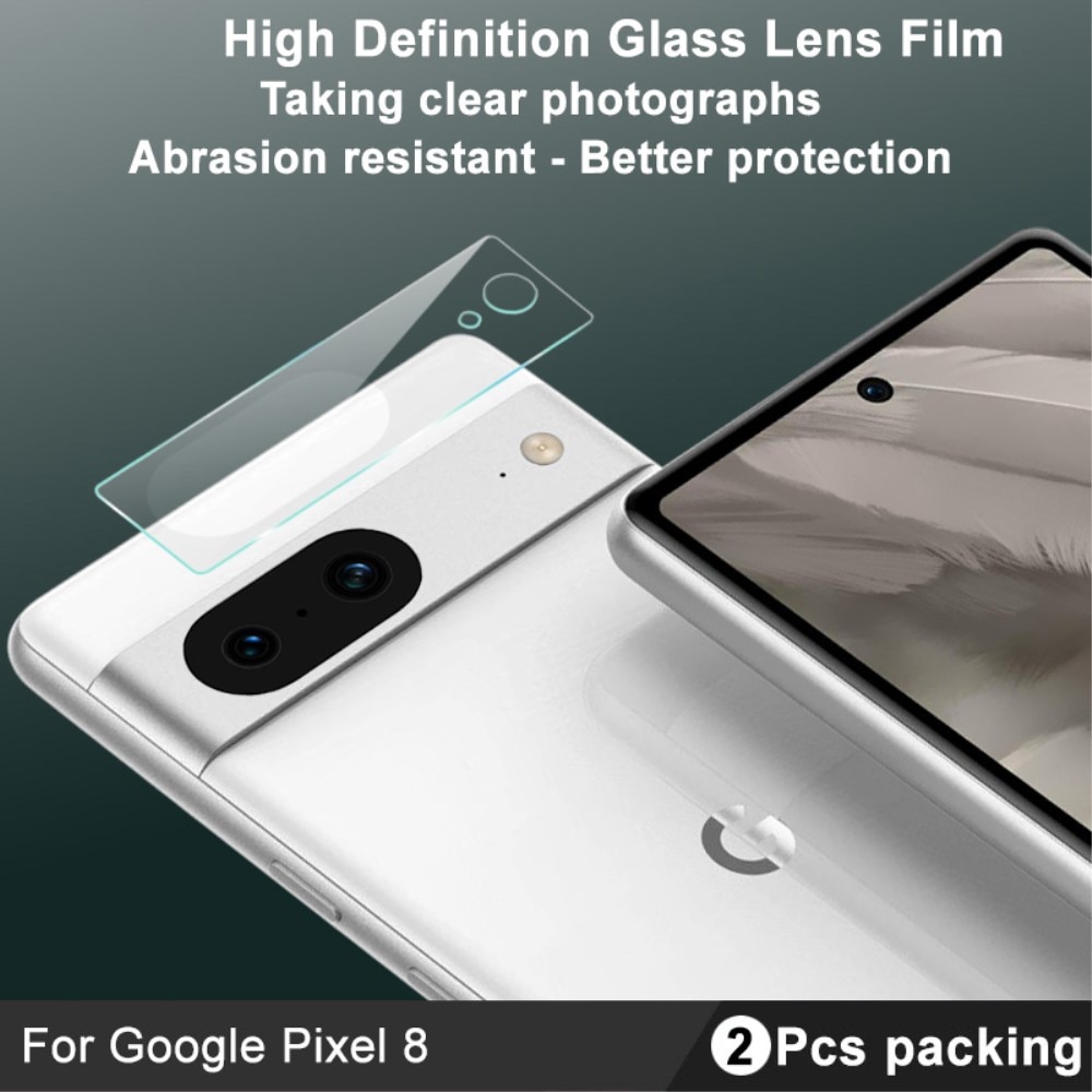 2-pack Härdat Glas Kameraskydd Google Pixel 8 transparent