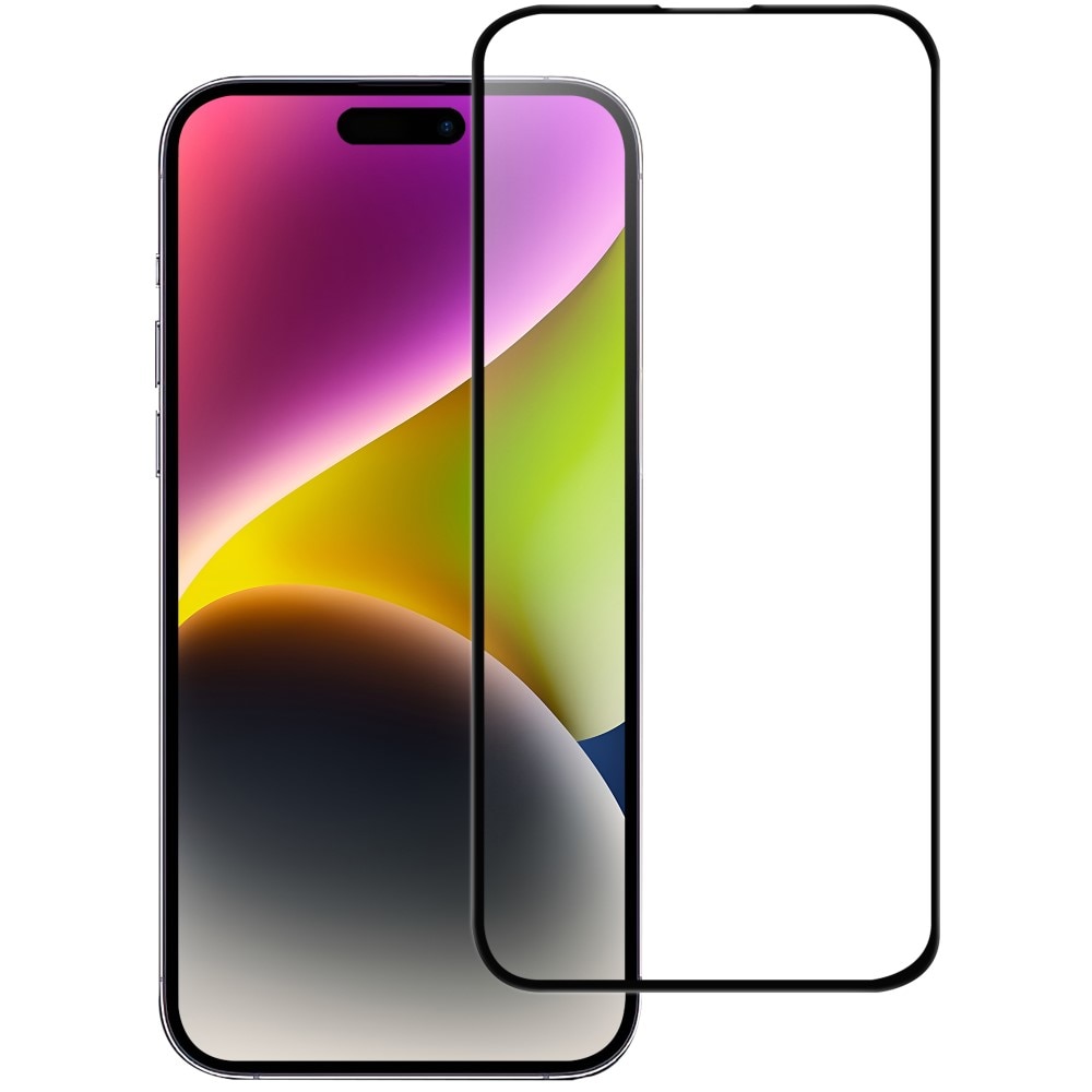 Heltäckande Härdat Glas Skärmskydd iPhone 15 Pro Max svart