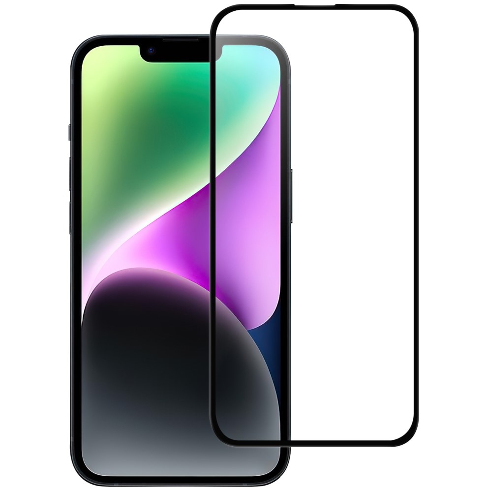 Heltäckande Härdat Glas Skärmskydd iPhone 15 Plus svart