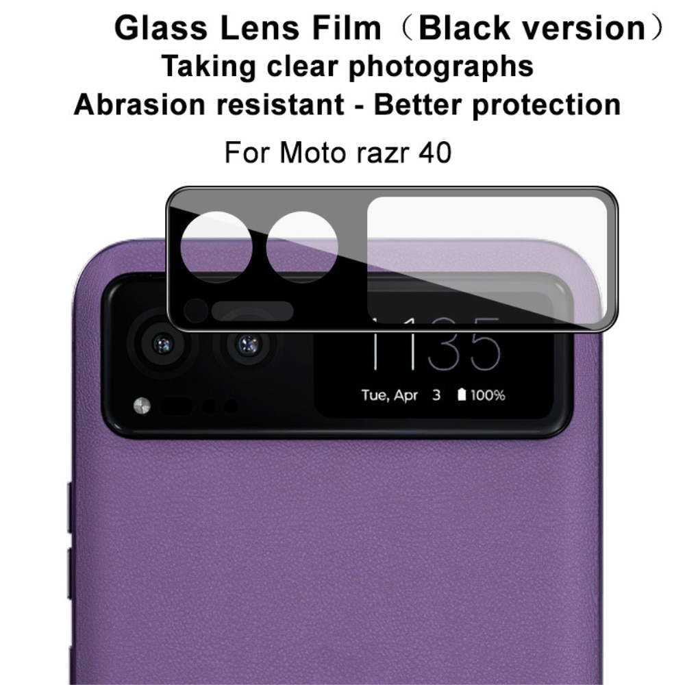 Härdat Glas 0.2mm Linsskydd Motorola Razr 40 svart