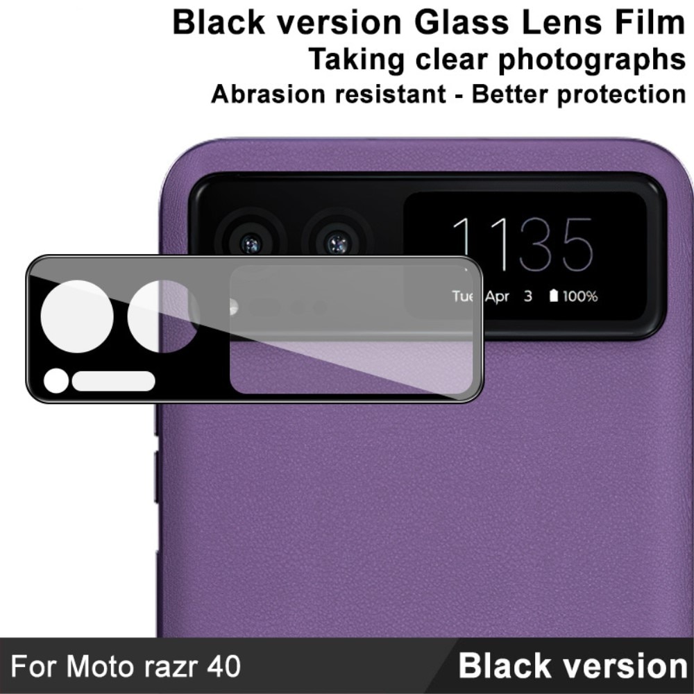 Härdat Glas 0.2mm Linsskydd Motorola Razr 40 svart