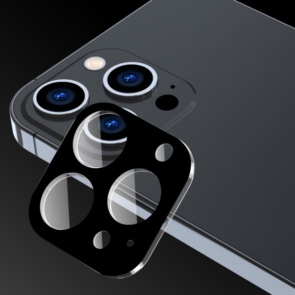Härdat Glas Kameraskydd iPhone 15 Pro svart