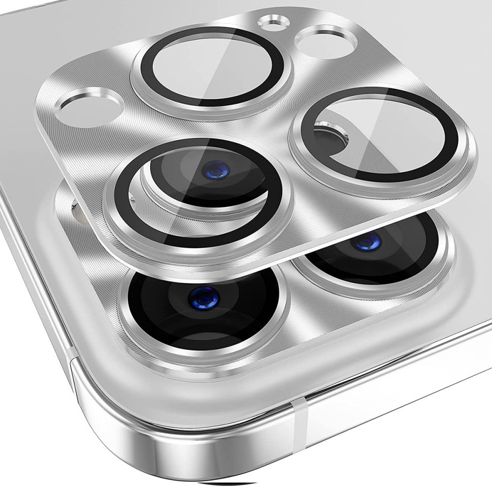 Kameraskydd Aluminium + Härdat Glas iPhone 15 Pro Max silver