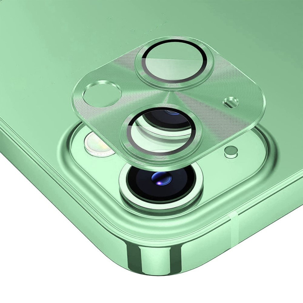 Kameraskydd Aluminium + Härdat Glas iPhone 15 grön