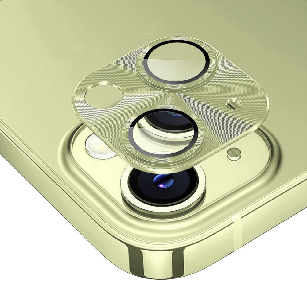 Kameraskydd Aluminium + Härdat Glas iPhone 15 Plus guld