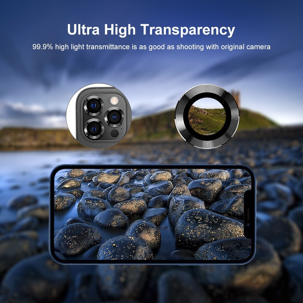 Linsskydd Aluminium + Härdat Glas iPhone 15 Pro Max regnbåge
