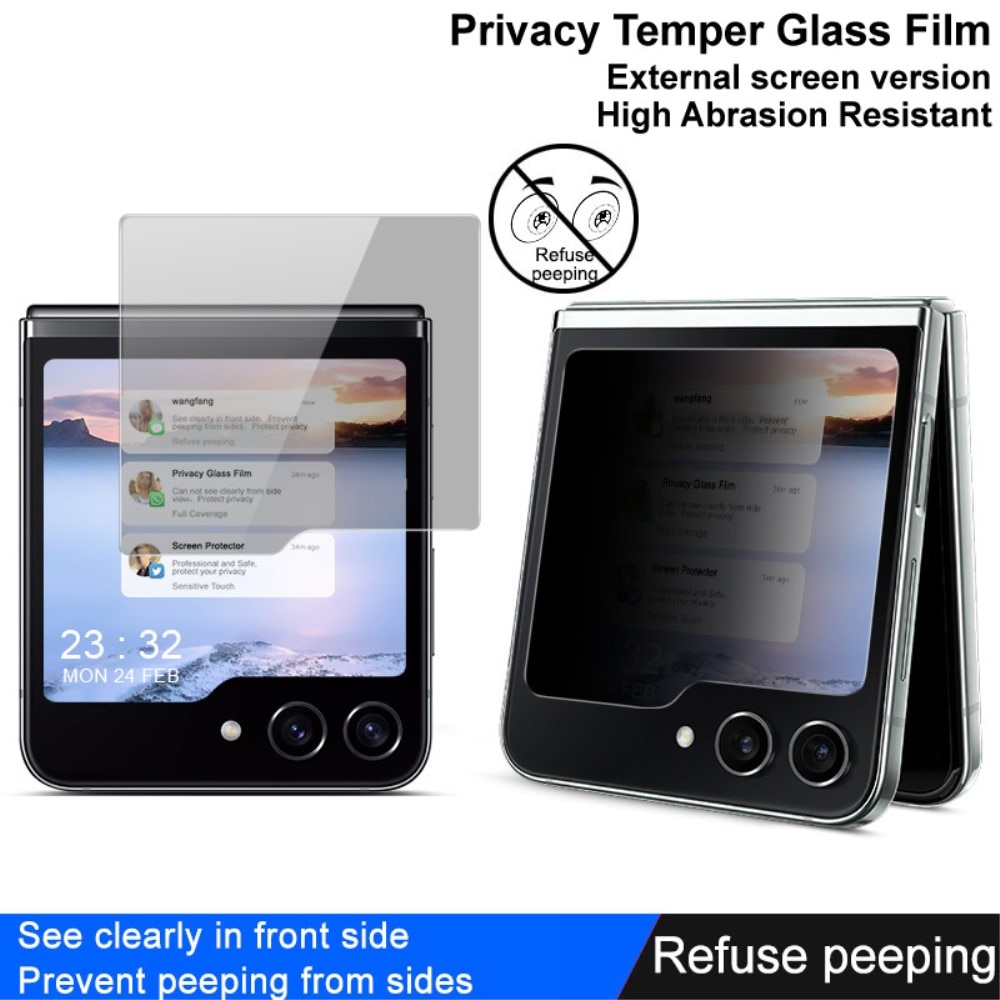 Privacy Härdat Glas Ytterskärmskydd Samsung Galaxy Z Flip 5