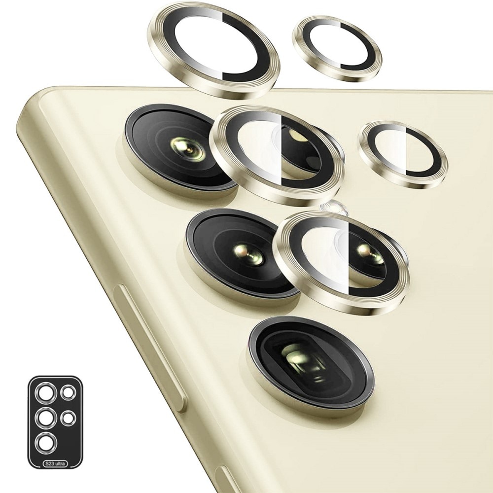 Linsskydd Aluminium + Härdat Glas Samsung Galaxy S24 Ultra guld