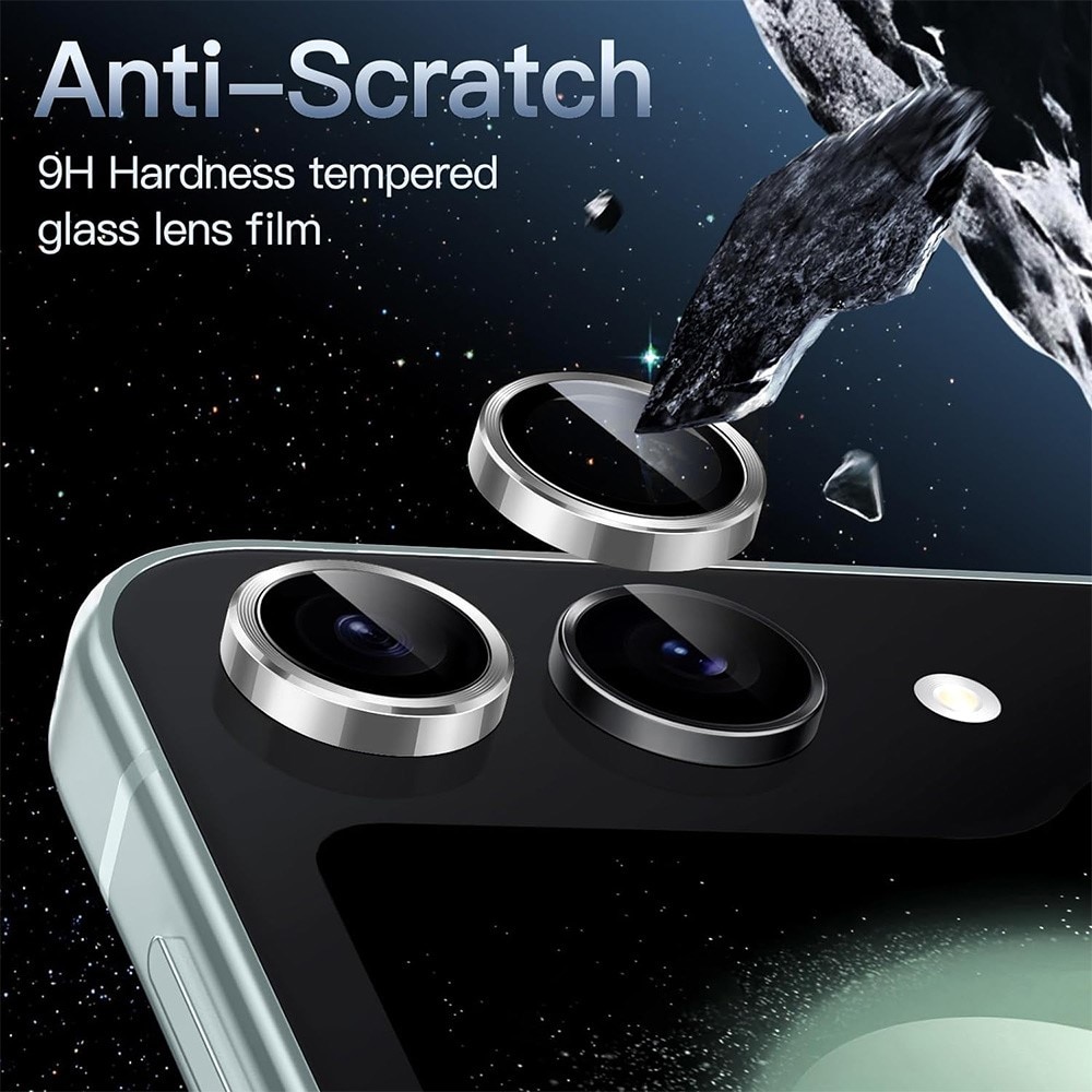 Linsskydd Aluminium + Härdat Glas Samsung Galaxy Z Flip 6 silver