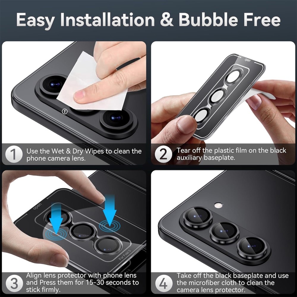 Linsskydd Aluminium + Härdat Glas Samsung Galaxy Z Fold 6 Svart