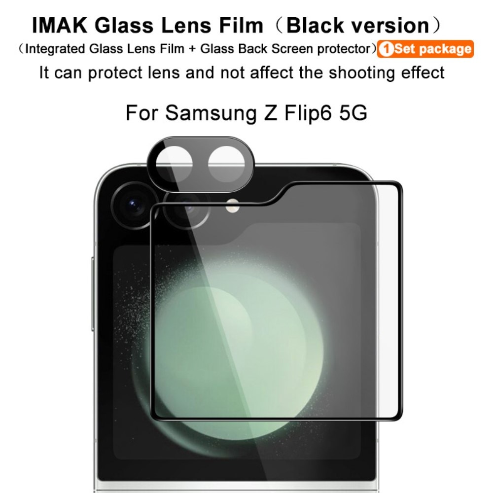 Härdat Glas Linsskydd + Ytterskärmskydd Samsung Galaxy Z Flip 7 FE Svart