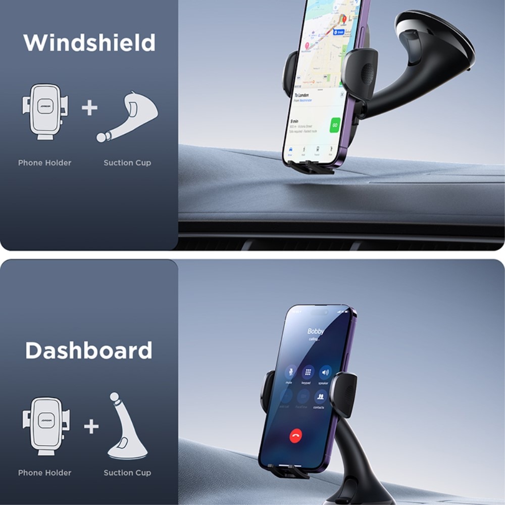 JR-ZS259 Windshield/Dashboard Mechanical Car Phone Holder Black