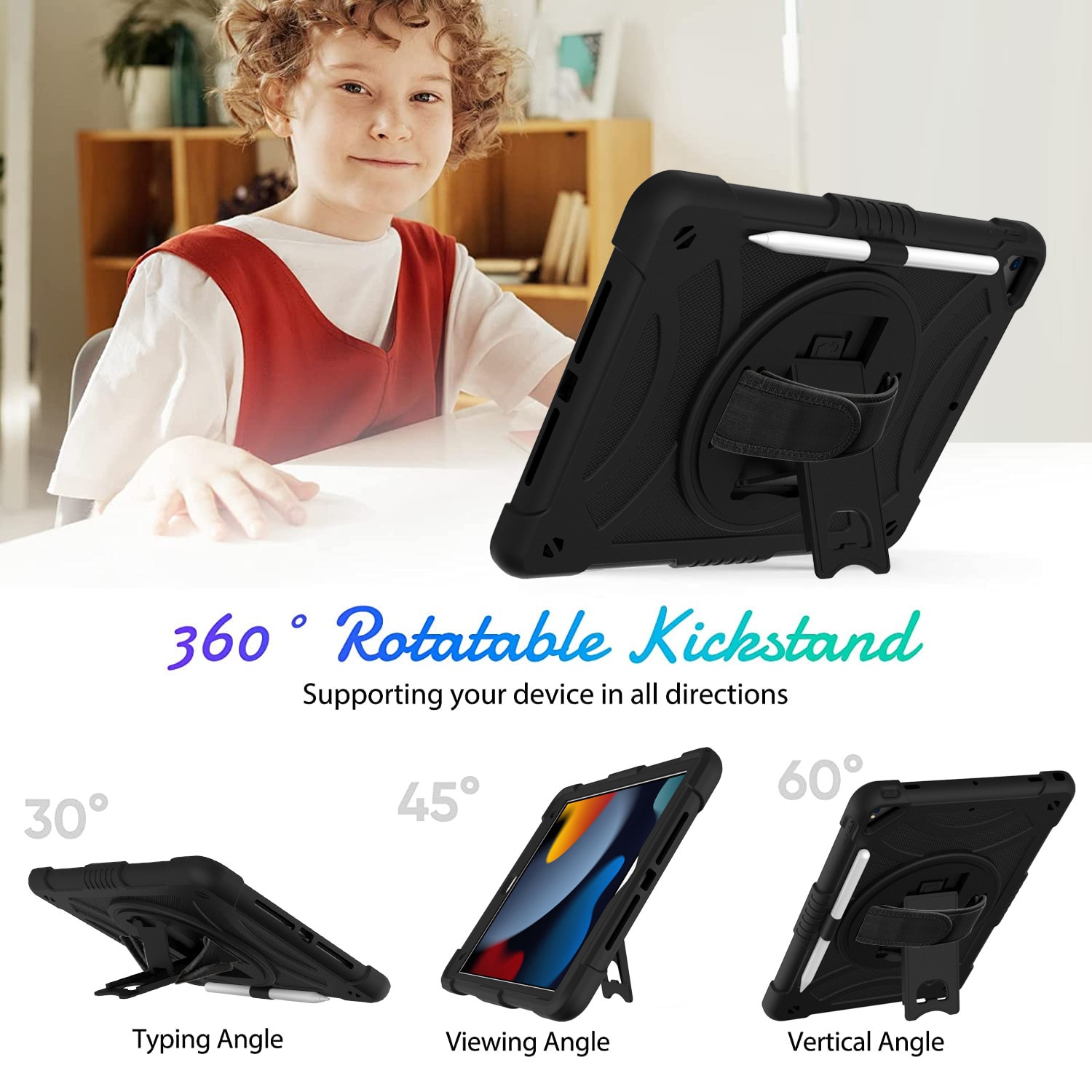 Stöttåligt Hybridskal med axelrem Apple iPad 10.2 7th Gen (2019) Svart