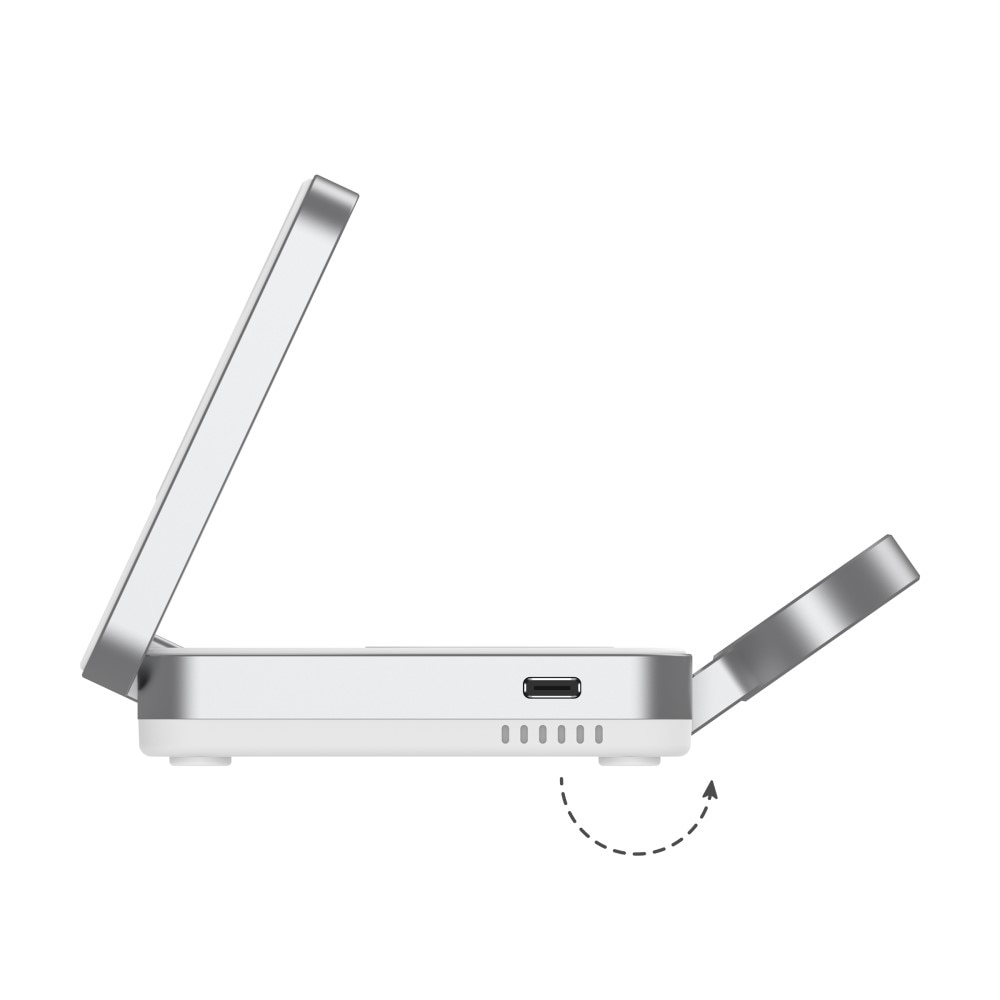 Compact 3-i-1 Qi2 Trådlös Magnetisk Fällbar Laddningsstation Vit