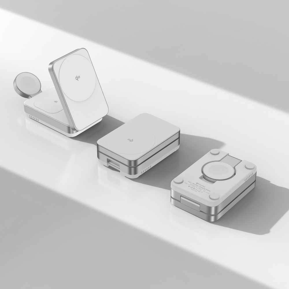Compact 3-i-1 Qi2 Trådlös Magnetisk Fällbar Laddningsstation Vit