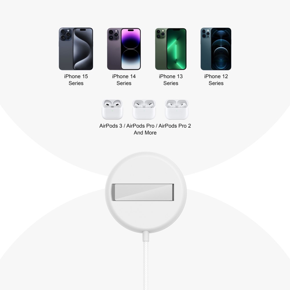 Qi2 15W MagSafe Trådlös Laddningsplatta med Ställ vit