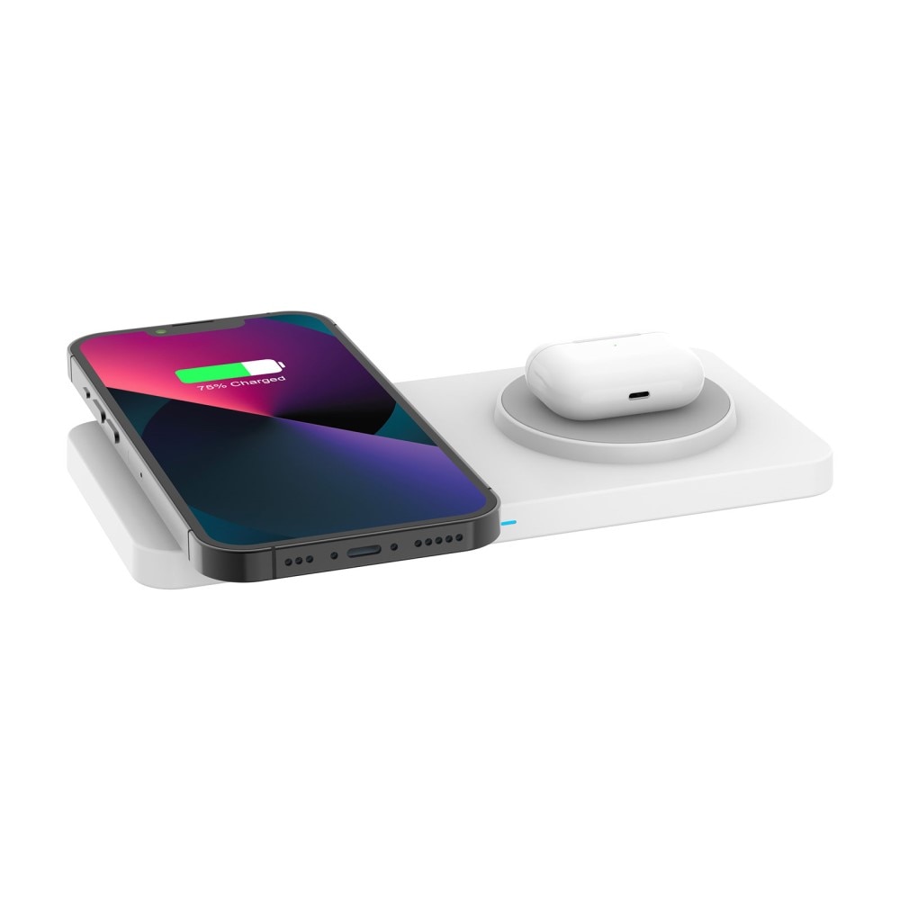 2-in-1 Magnetisk Trådlös laddningsplatta 30W Vit