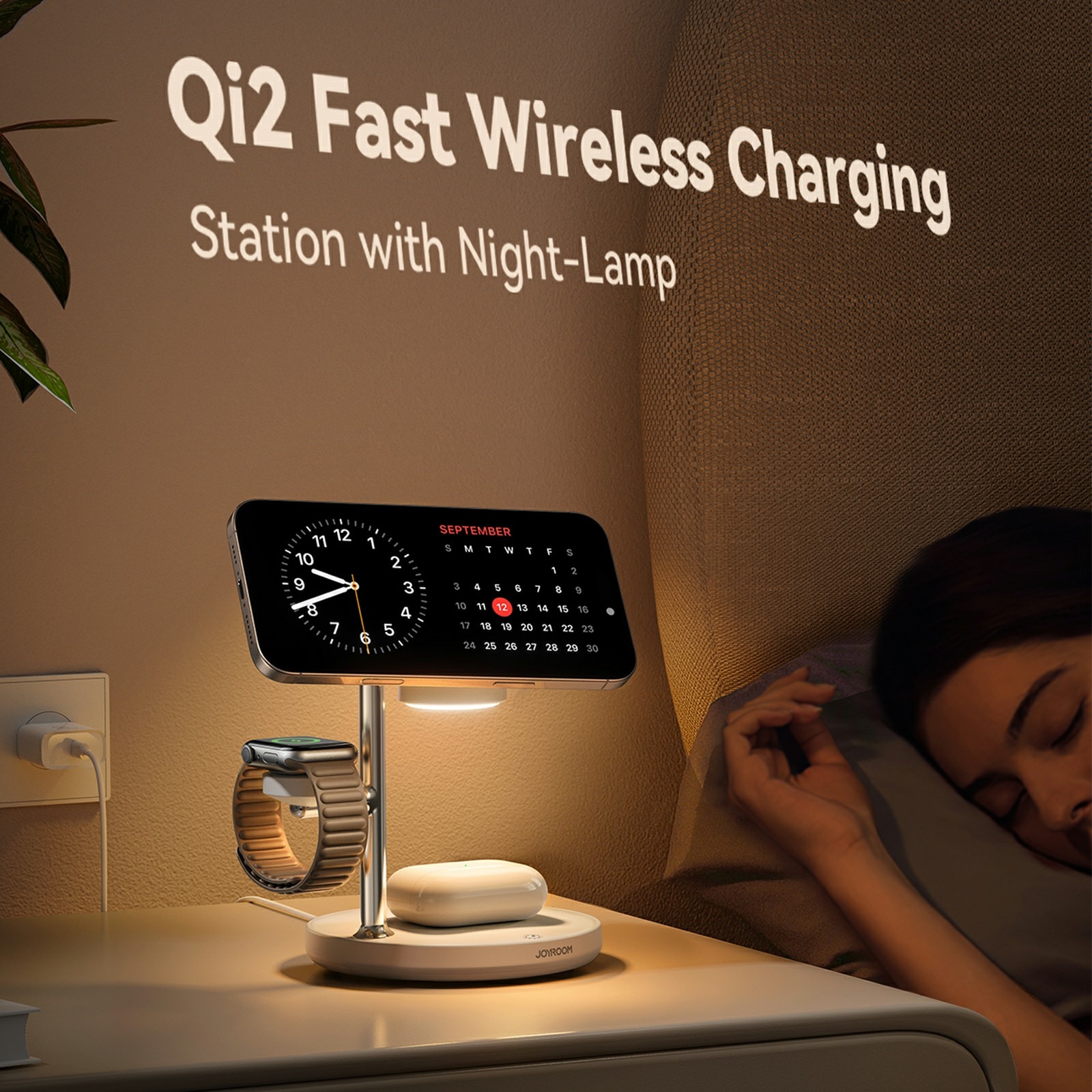4-in-1 Magnetisk Trådlös Laddningsstation Qi2 Vit