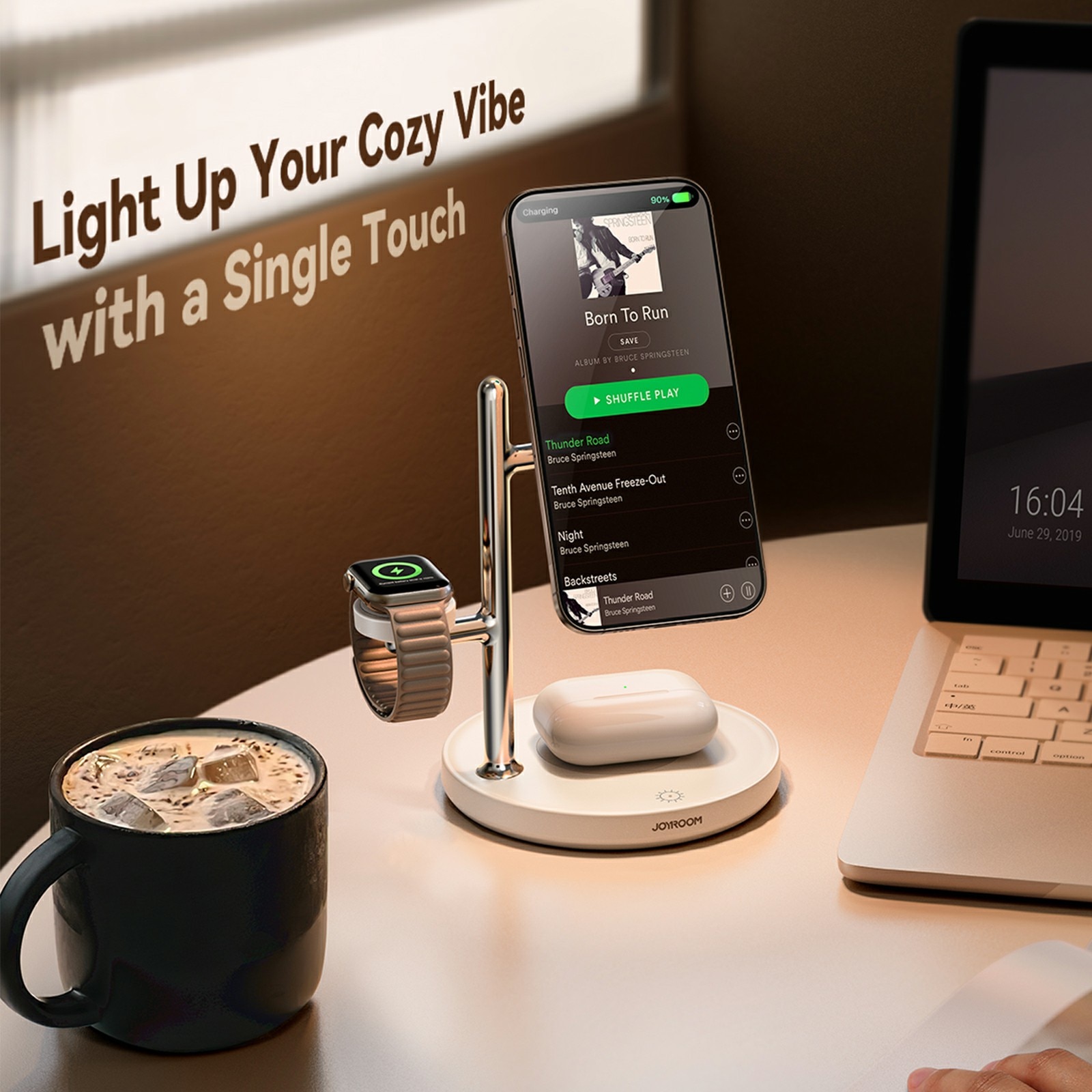 4-in-1 Magnetisk Trådlös Laddningsstation Qi2 Vit