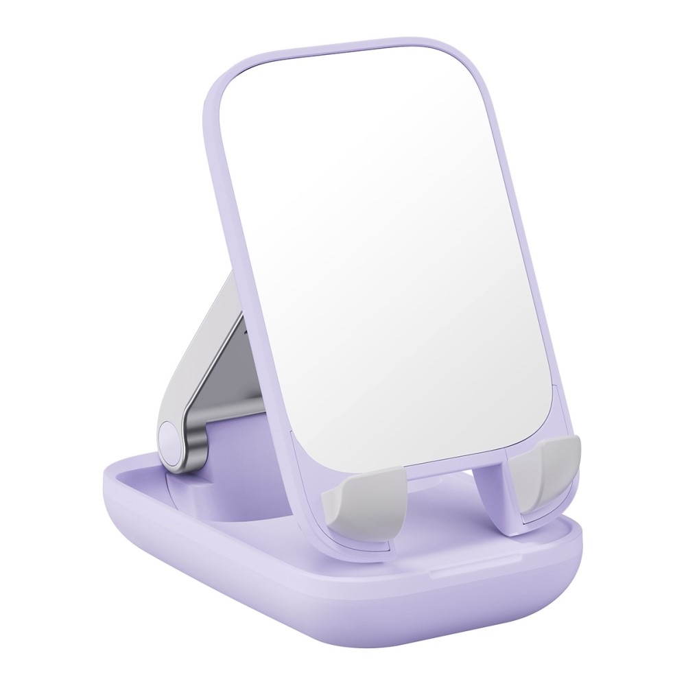 Vikbart Bordsställ med Spegel för Mobil lila