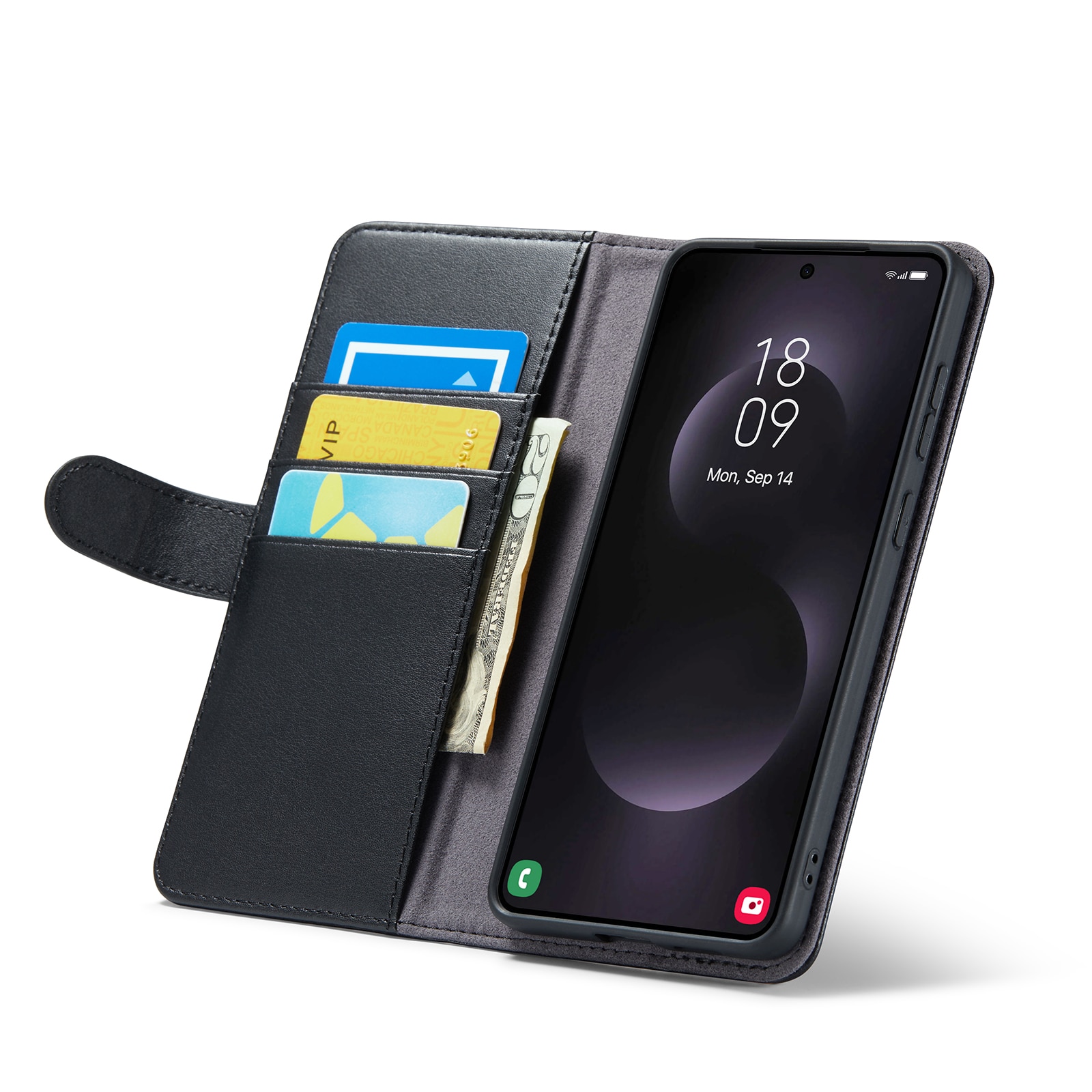 Äkta Läderfodral Samsung Galaxy S25 Edge Svart
