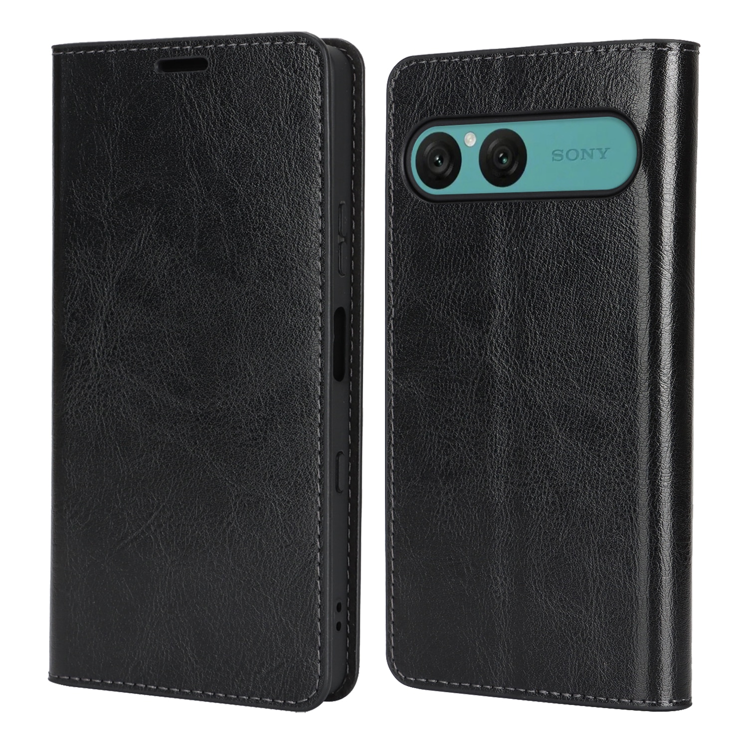 Mobilfodral Äkta Läder Sony Xperia 10 VII Svart