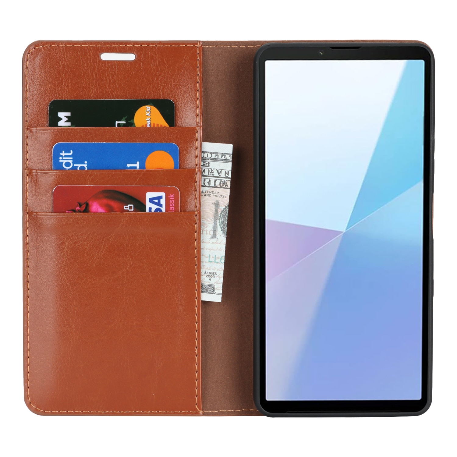 Mobilfodral Äkta Läder Sony Xperia 10 VII Brun