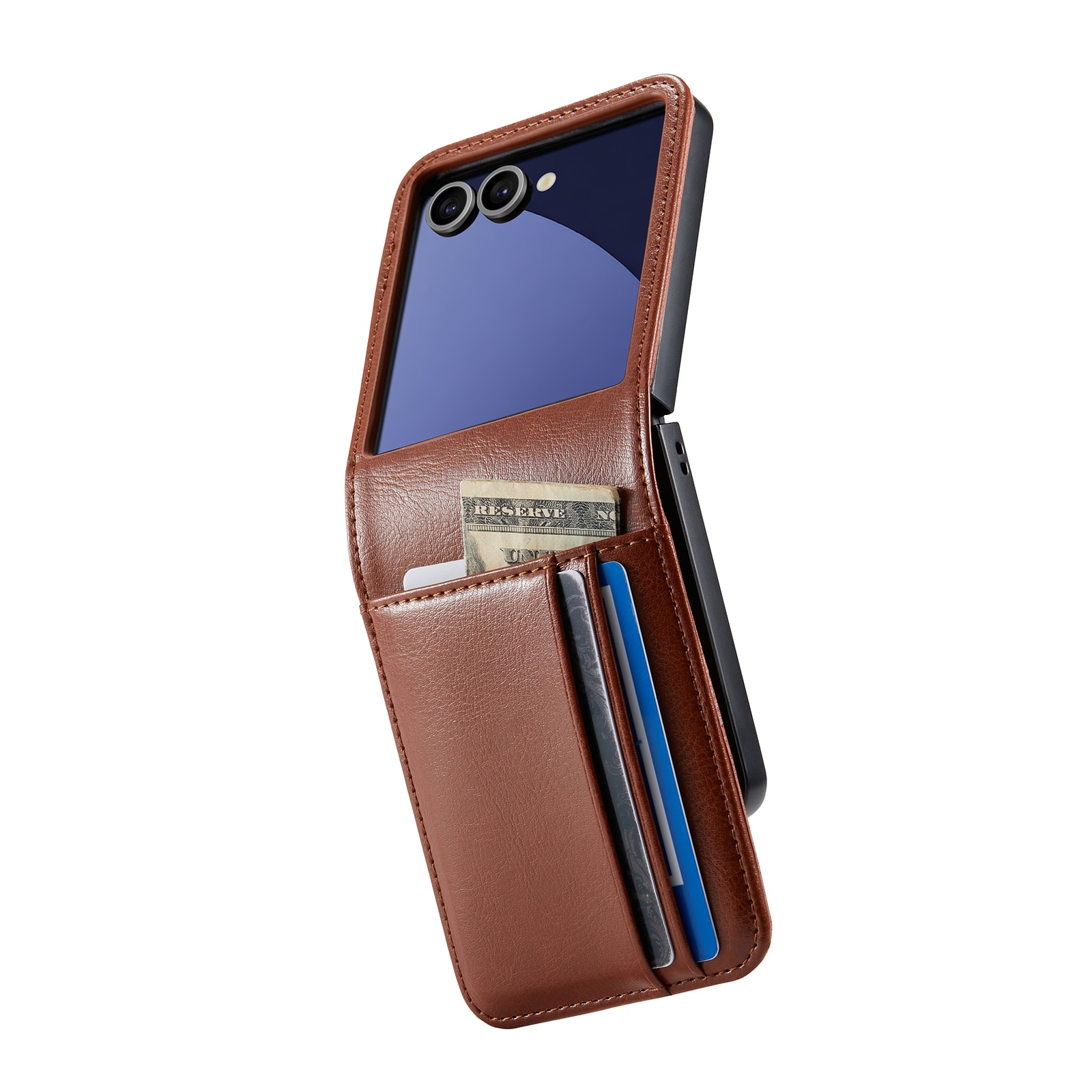 Äkta Läderfodral Samsung Galaxy Z Flip 7 Cognac
