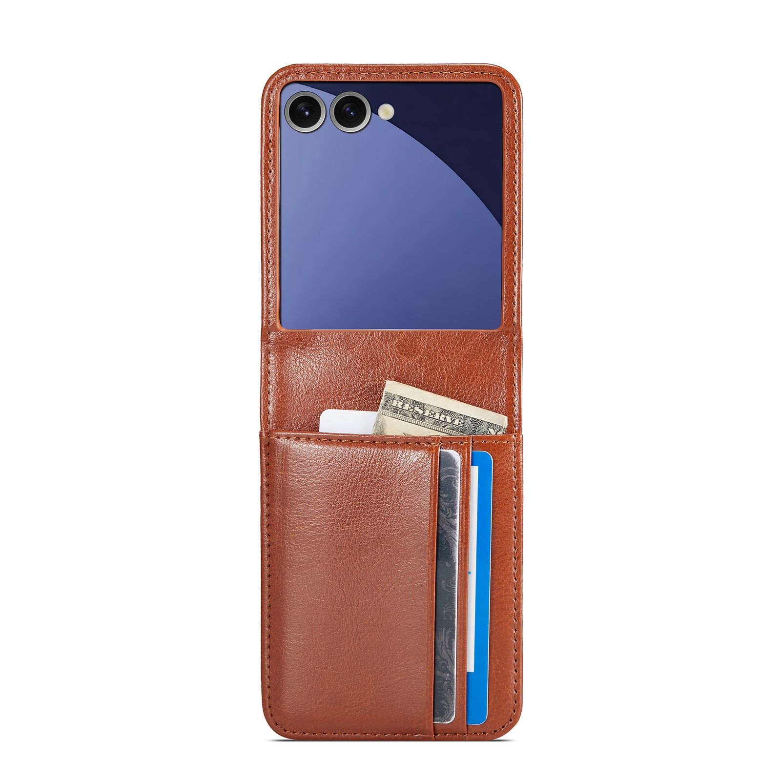 Äkta Läderfodral Samsung Galaxy Z Flip 7 Cognac